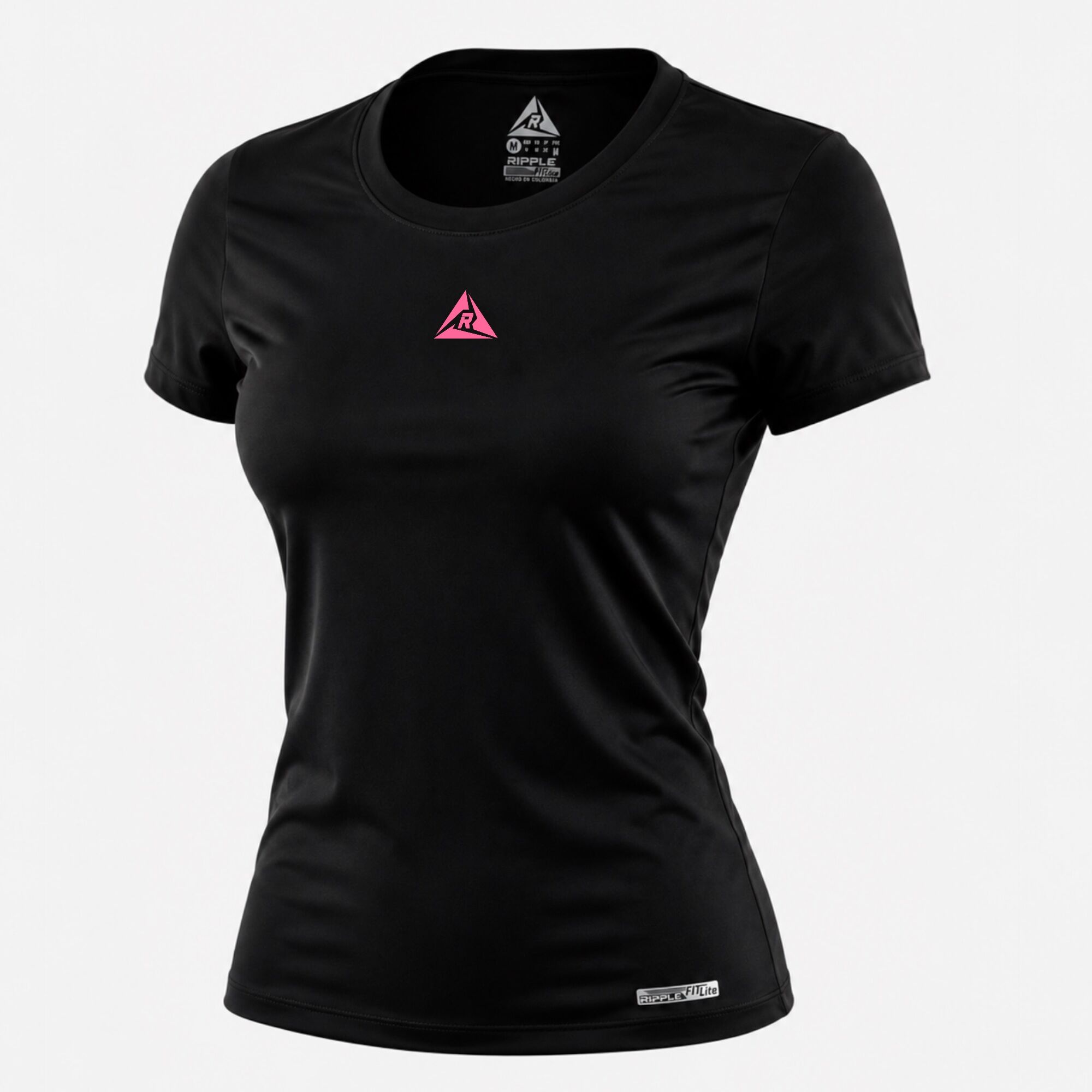 Camiseta Deportiva Mujer Negro Fucsia Original Ripple - Imagen 2