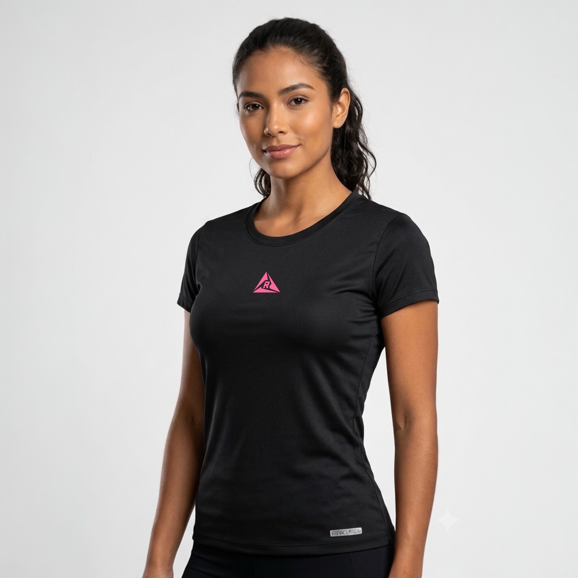 Camiseta Deportiva Mujer Negro Fucsia Original Ripple - Imagen 4