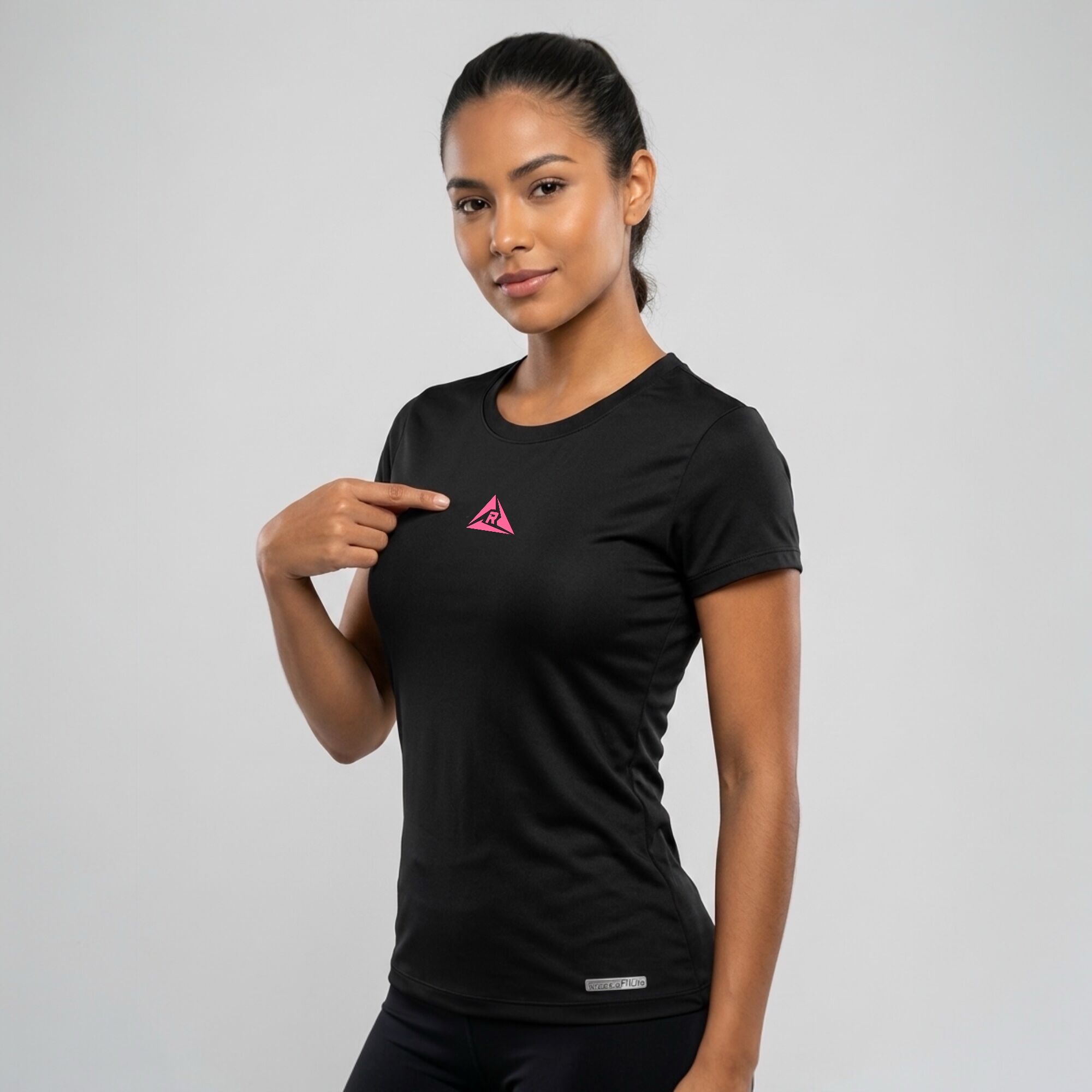 Camiseta Deportiva Mujer Negro Fucsia Original Ripple - Imagen 5