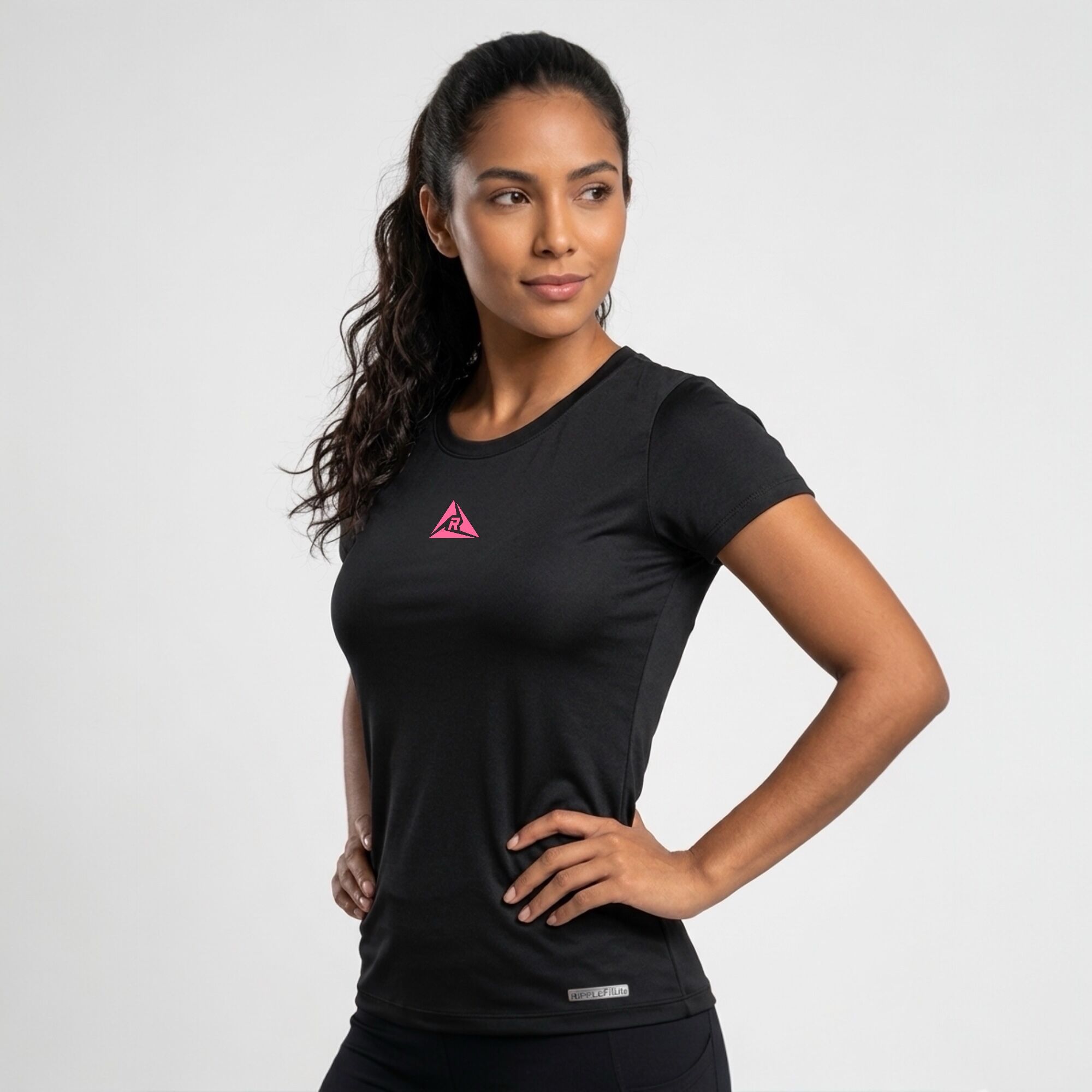 Camiseta Deportiva Mujer Negro Fucsia Original Ripple