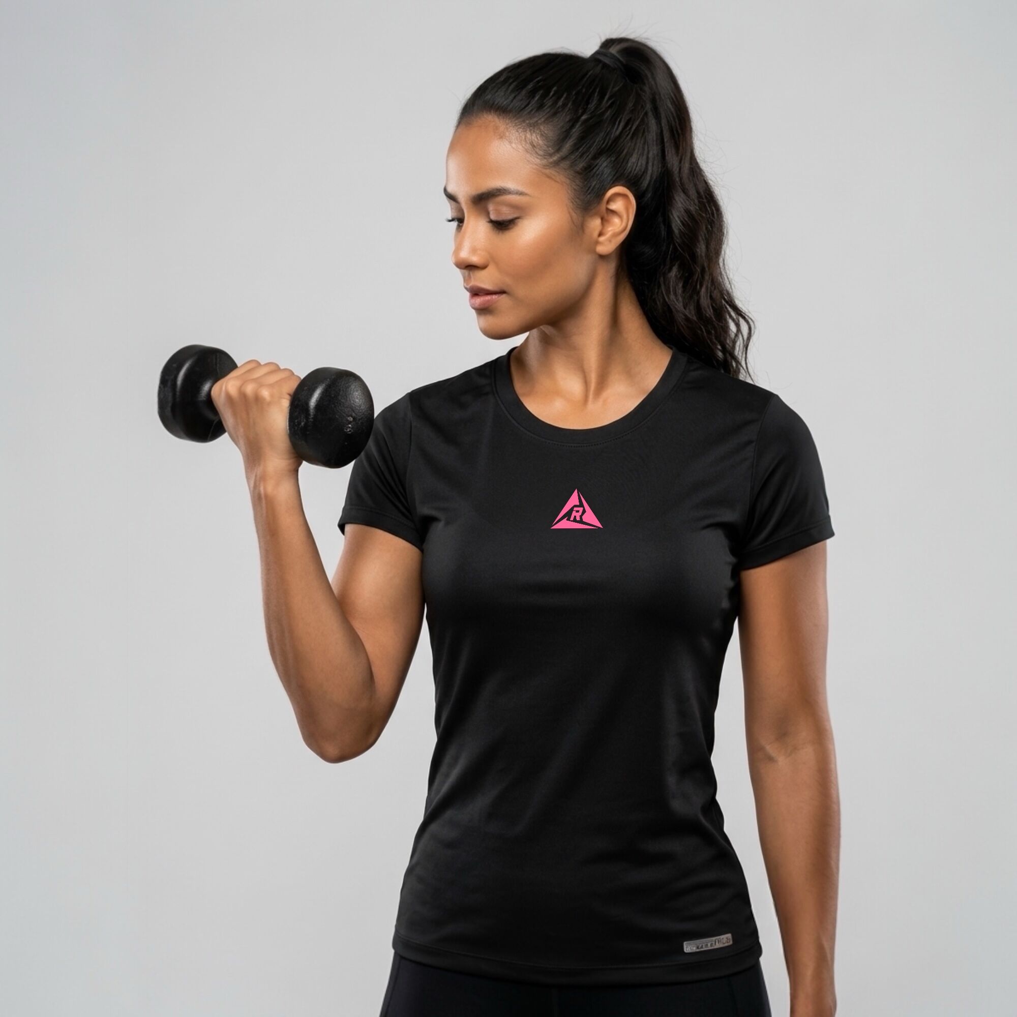 Camiseta Deportiva Mujer Negro Fucsia Original Ripple - Imagen 7