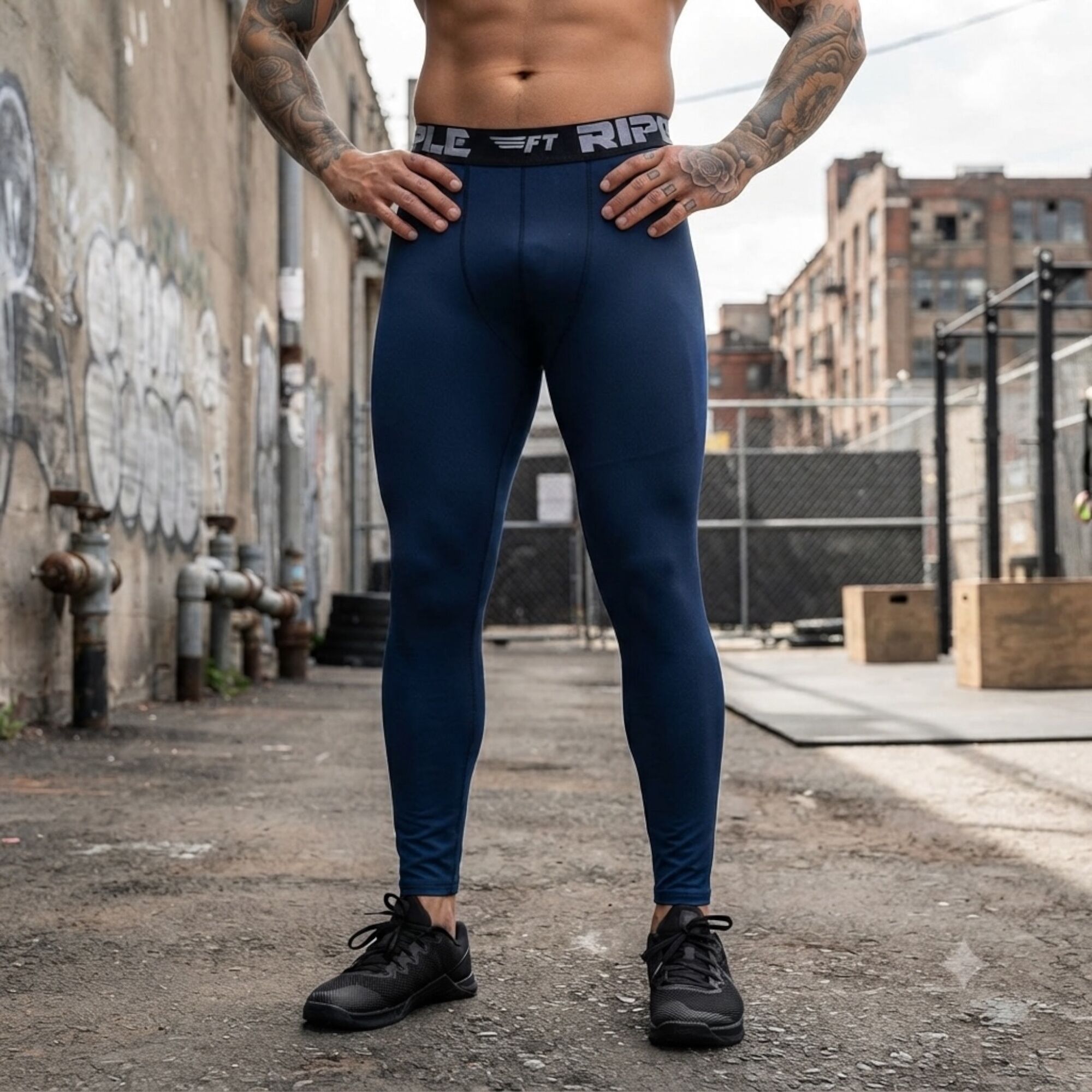 Licra Larga Hombre Spandex Azul Original Ripple
