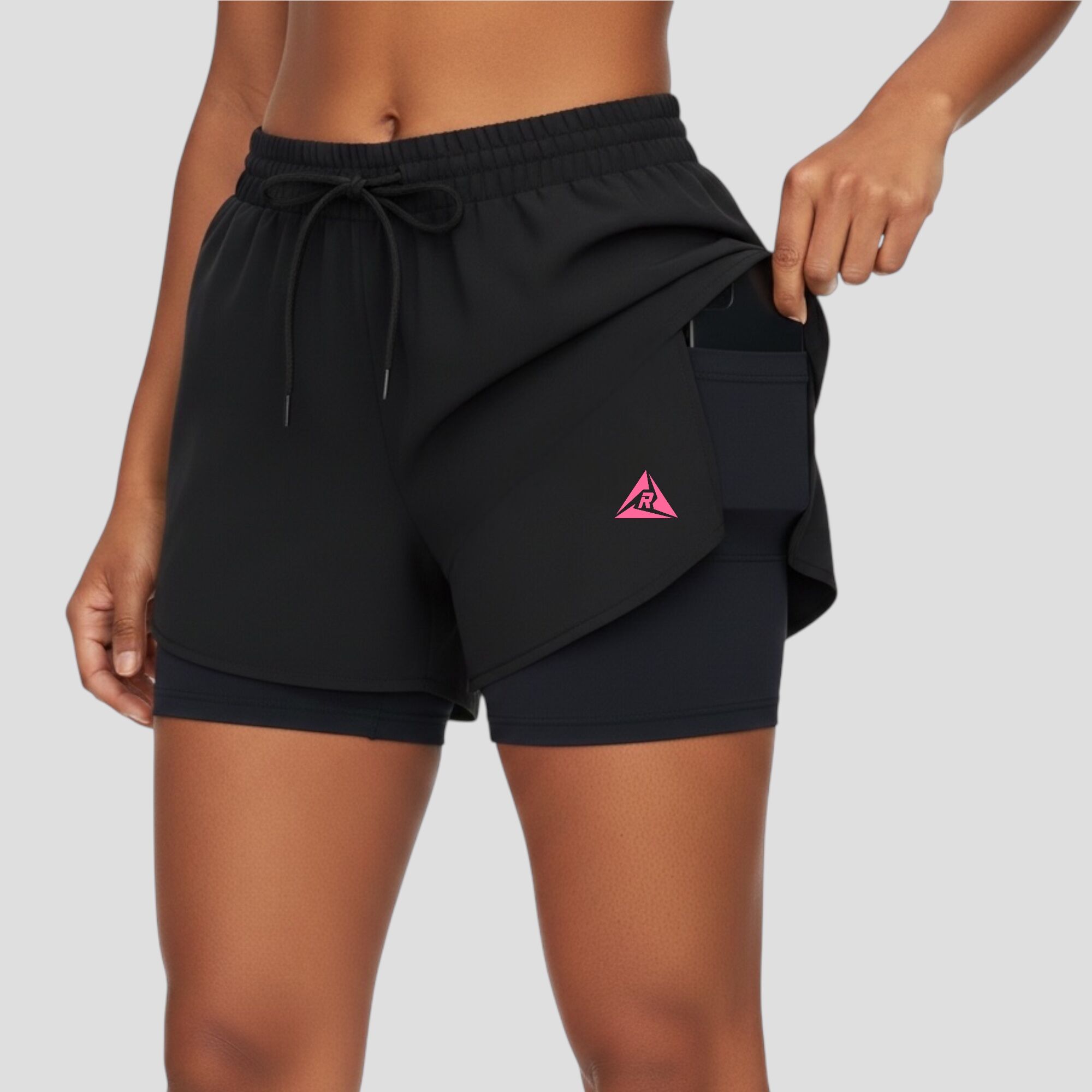 Pantaloneta con Licra Mujer Negro Fucsia Original Ripple - Imagen 2