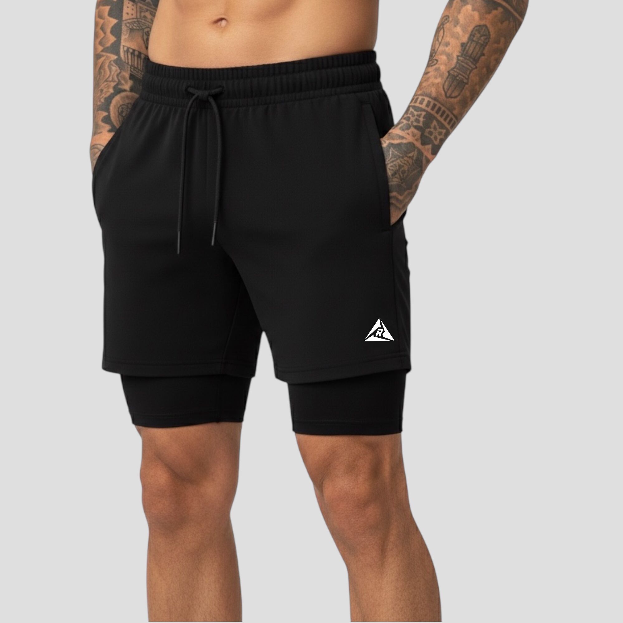 Pantaloneta Licra Corta Clásica Negro Blanco Original Ripple - Imagen 2