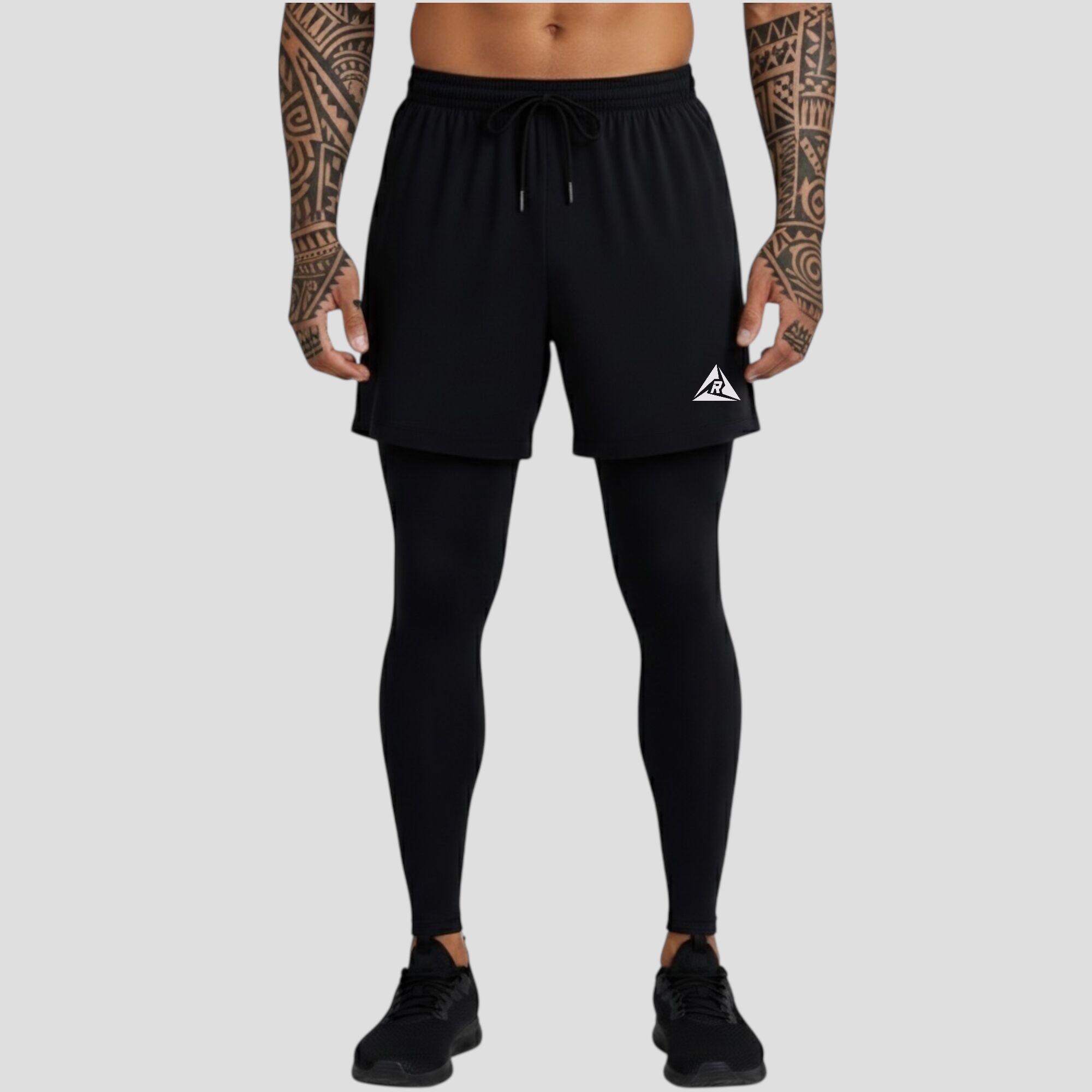 Pantaloneta Licra Larga Negro Blanco Original RIPPLE - Imagen 4