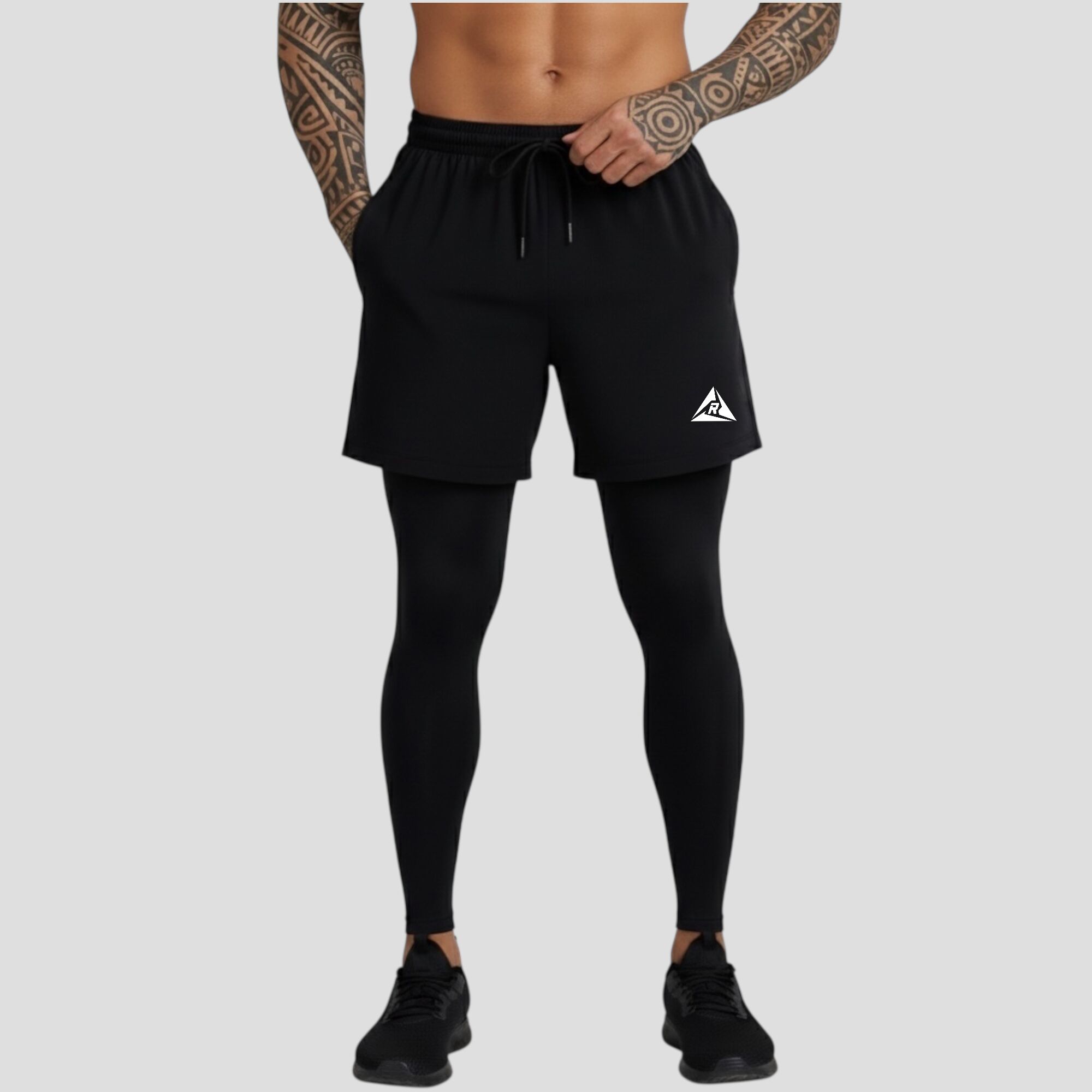 Pantaloneta Licra Larga Negro Blanco Original RIPPLE - Imagen 2