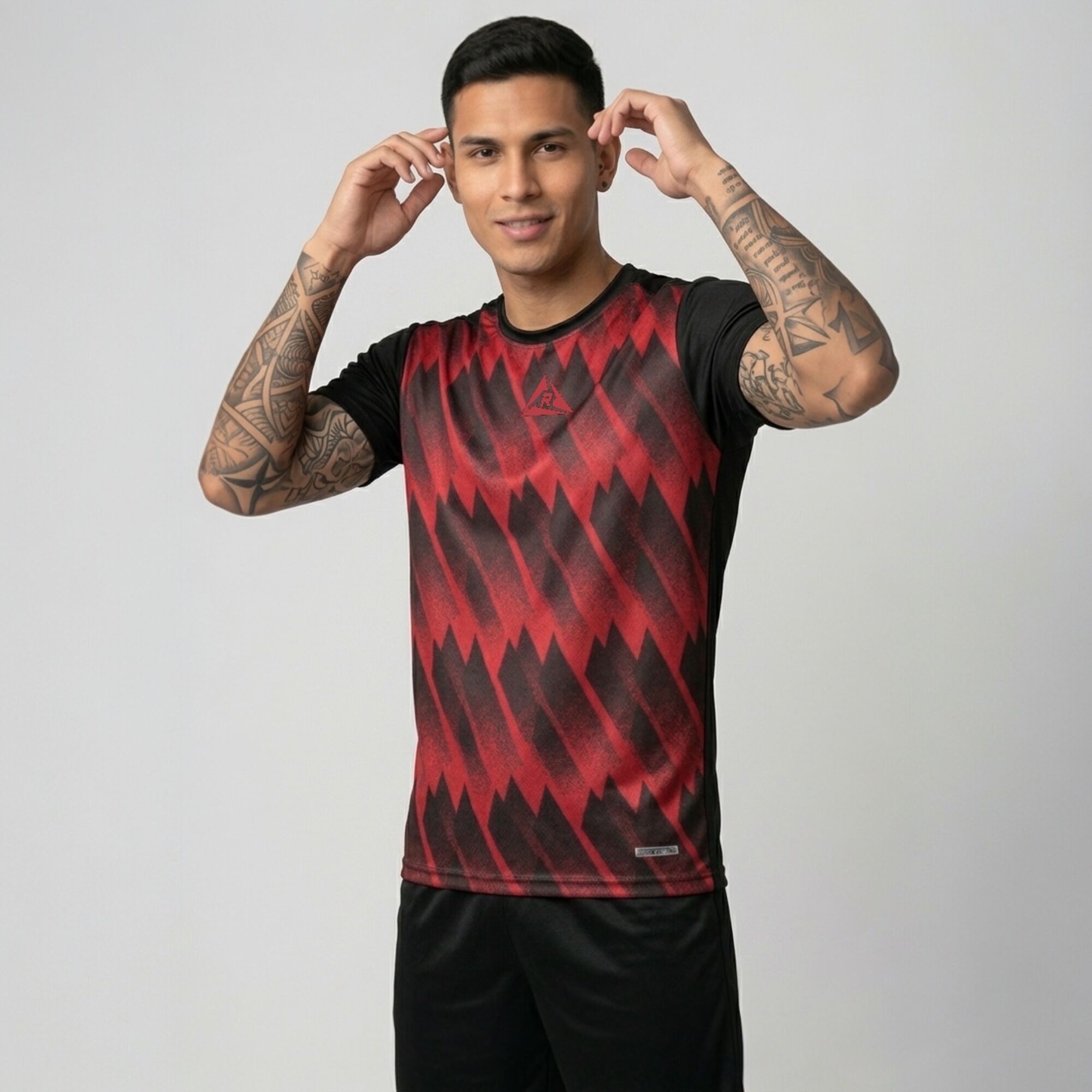 Camiseta Deportiva Sublimada Negro Rojo Original Ripple - Imagen 5