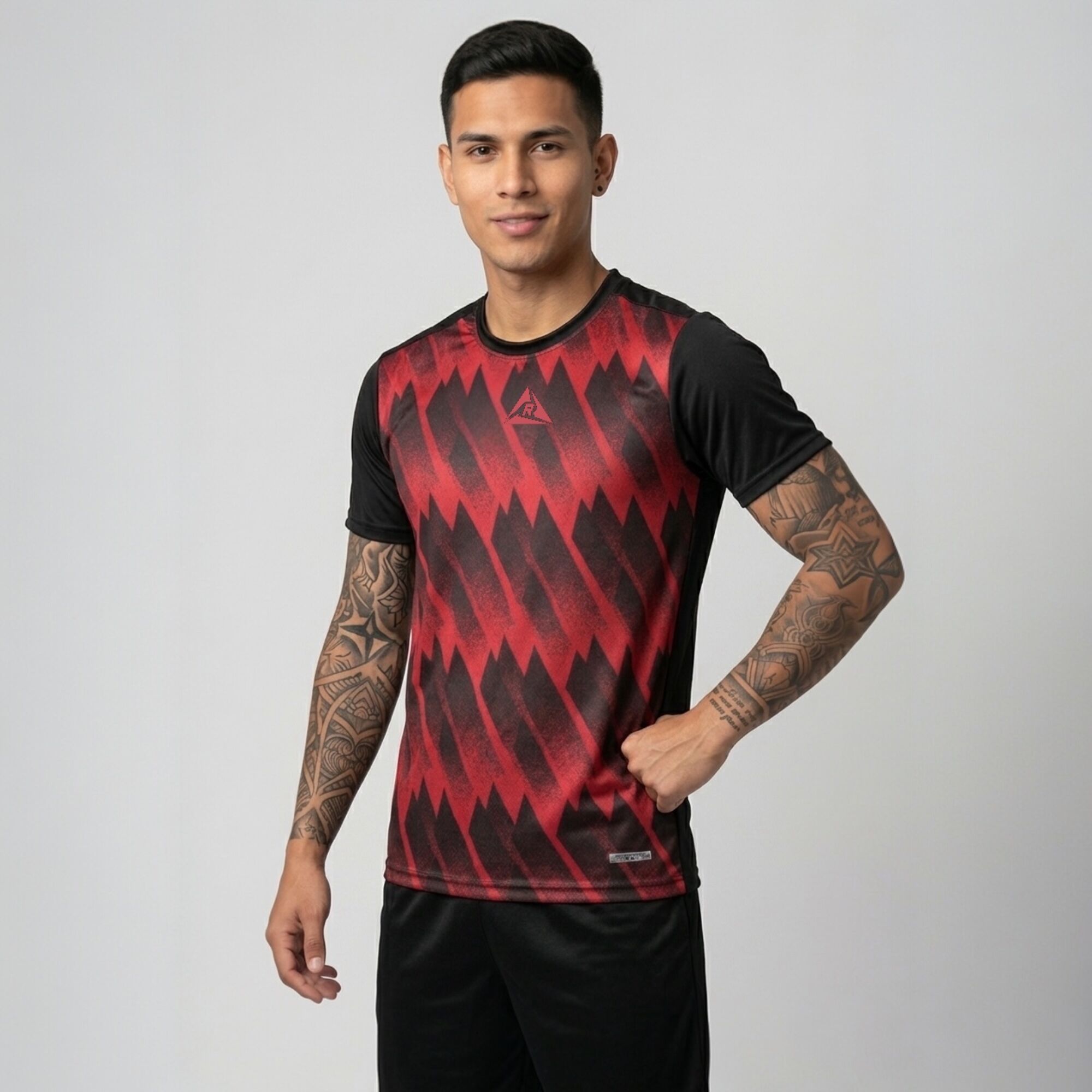 Camiseta Deportiva Sublimada Negro Rojo Original Ripple - Imagen 4