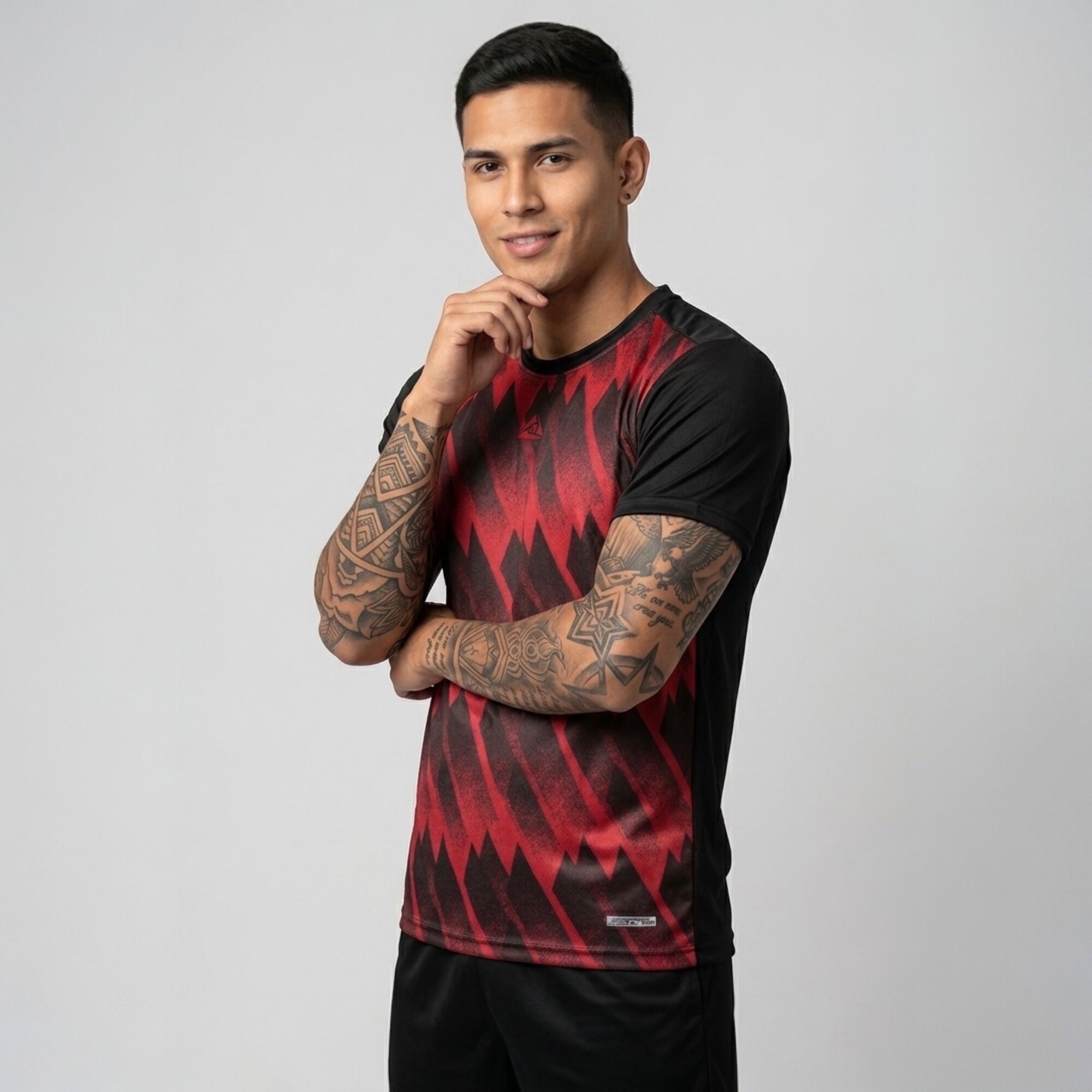 Camiseta Deportiva Sublimada Negro Rojo Original Ripple - Imagen 3