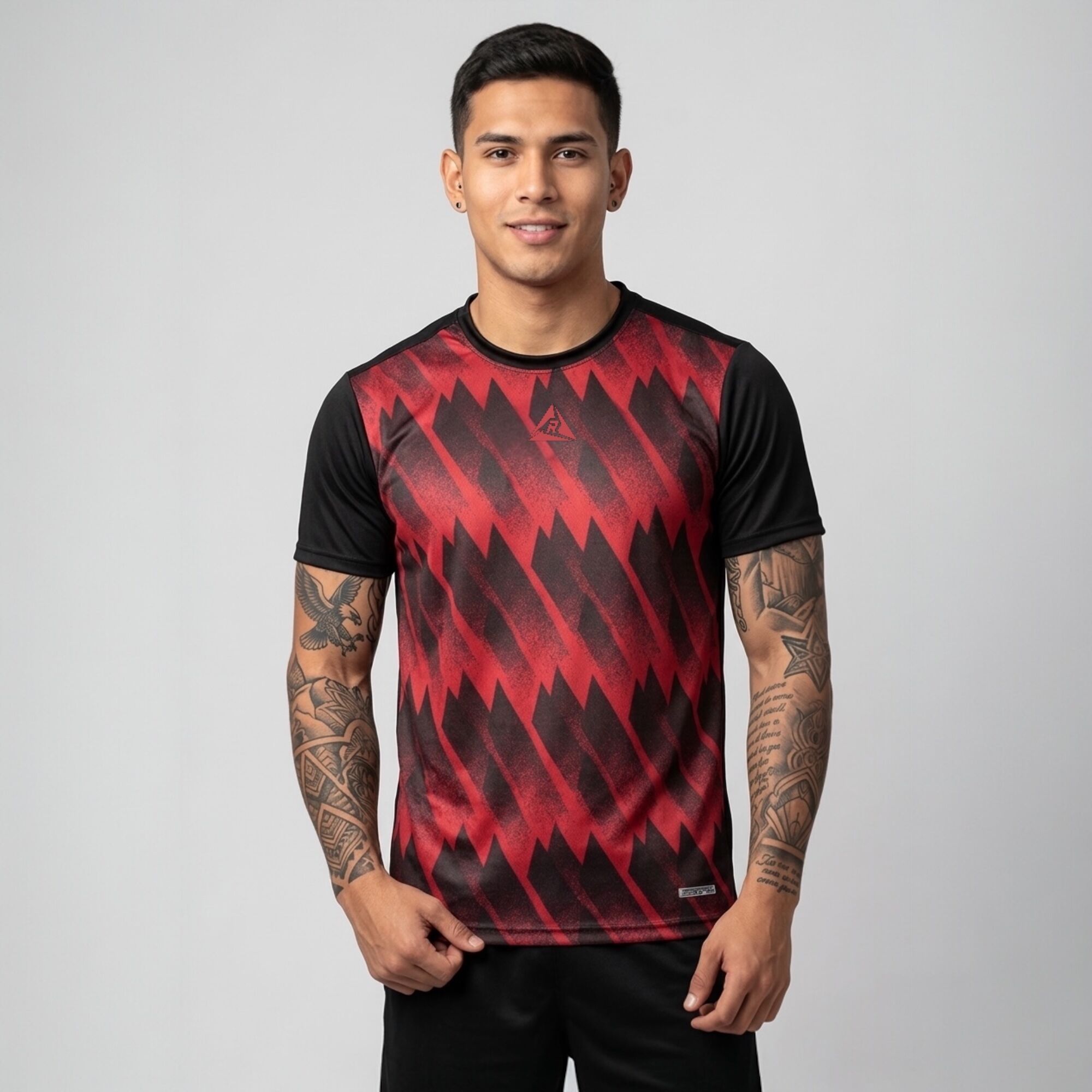 Camiseta Deportiva Sublimada Negro Rojo Original Ripple
