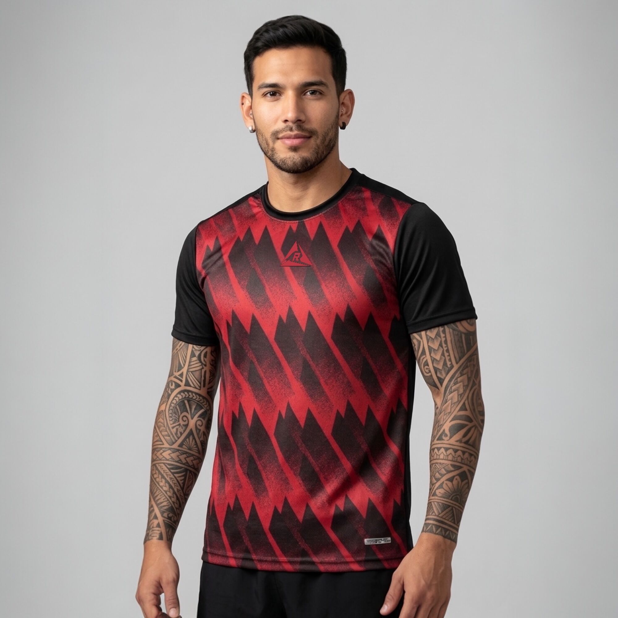 Camiseta Deportiva Sublimada Negro Rojo Original Ripple - Imagen 2
