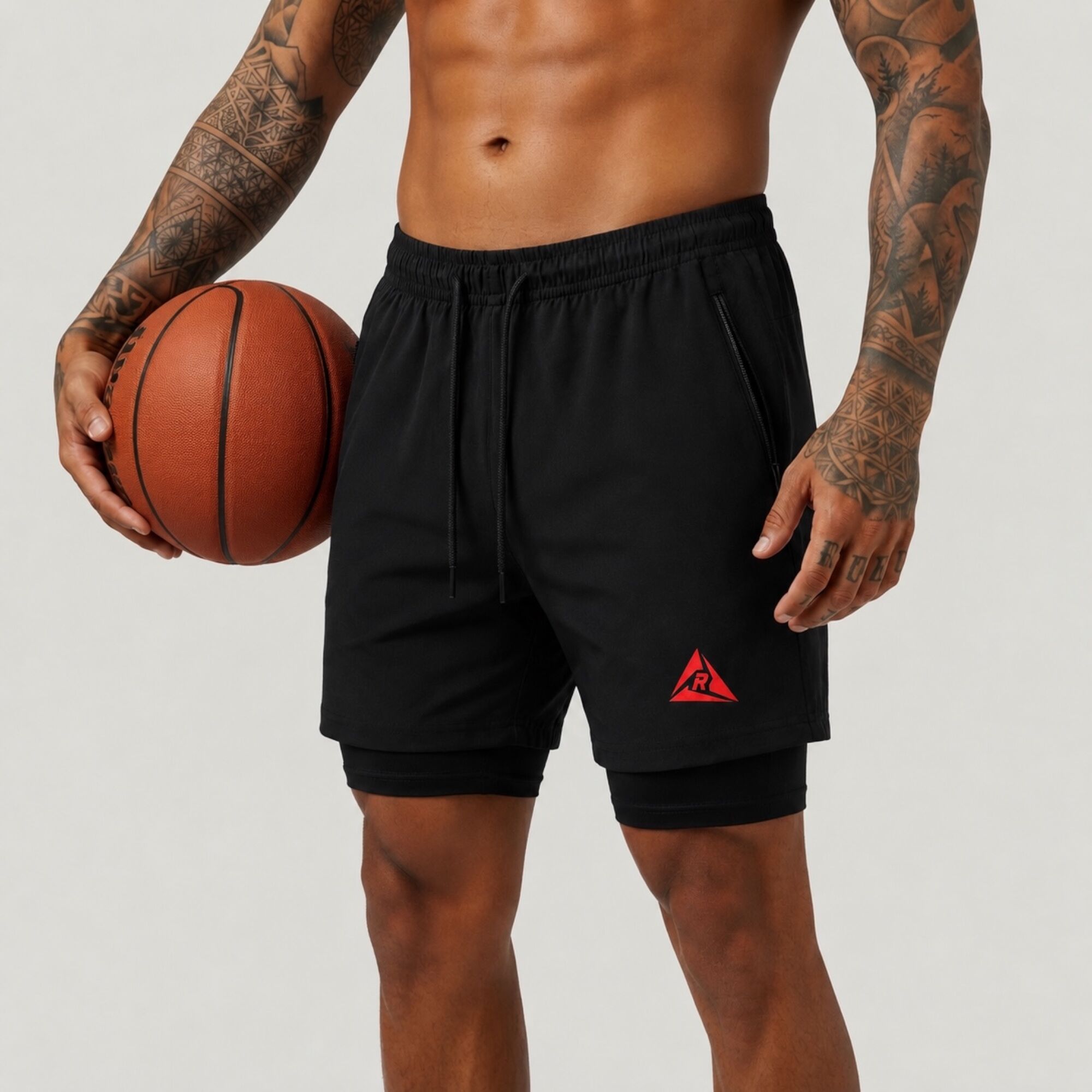 Pantaloneta Licra Corta Clásica Negro Rojo Original Ripple - Imagen 3