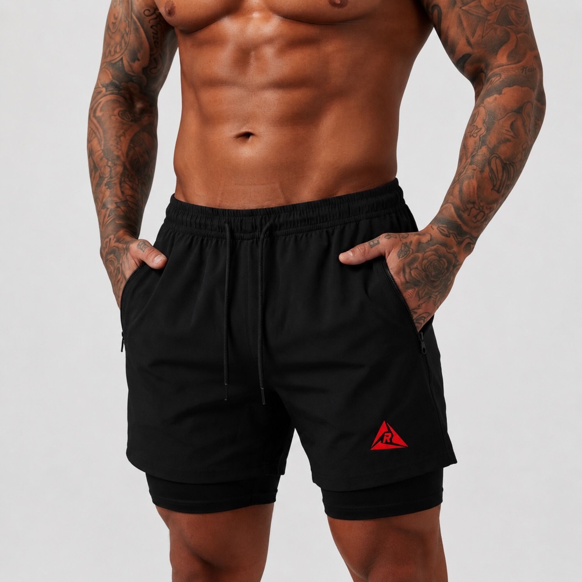 Pantaloneta Licra Corta Clásica Negro Rojo Original Ripple - Imagen 6