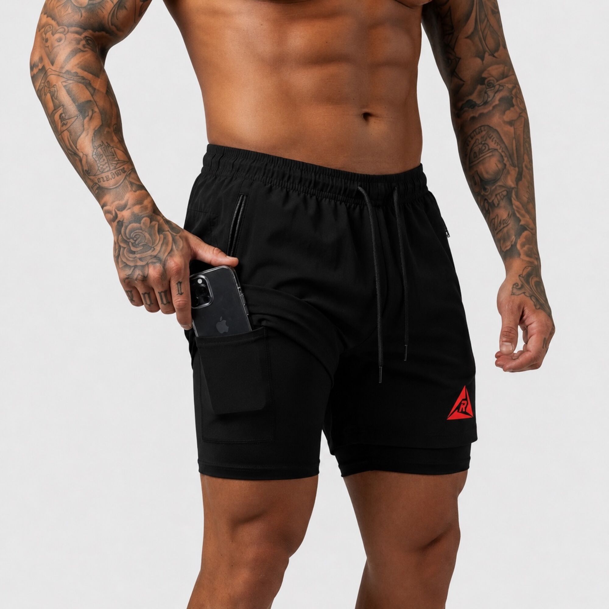 Pantaloneta Licra Corta Clásica Negro Rojo Original Ripple