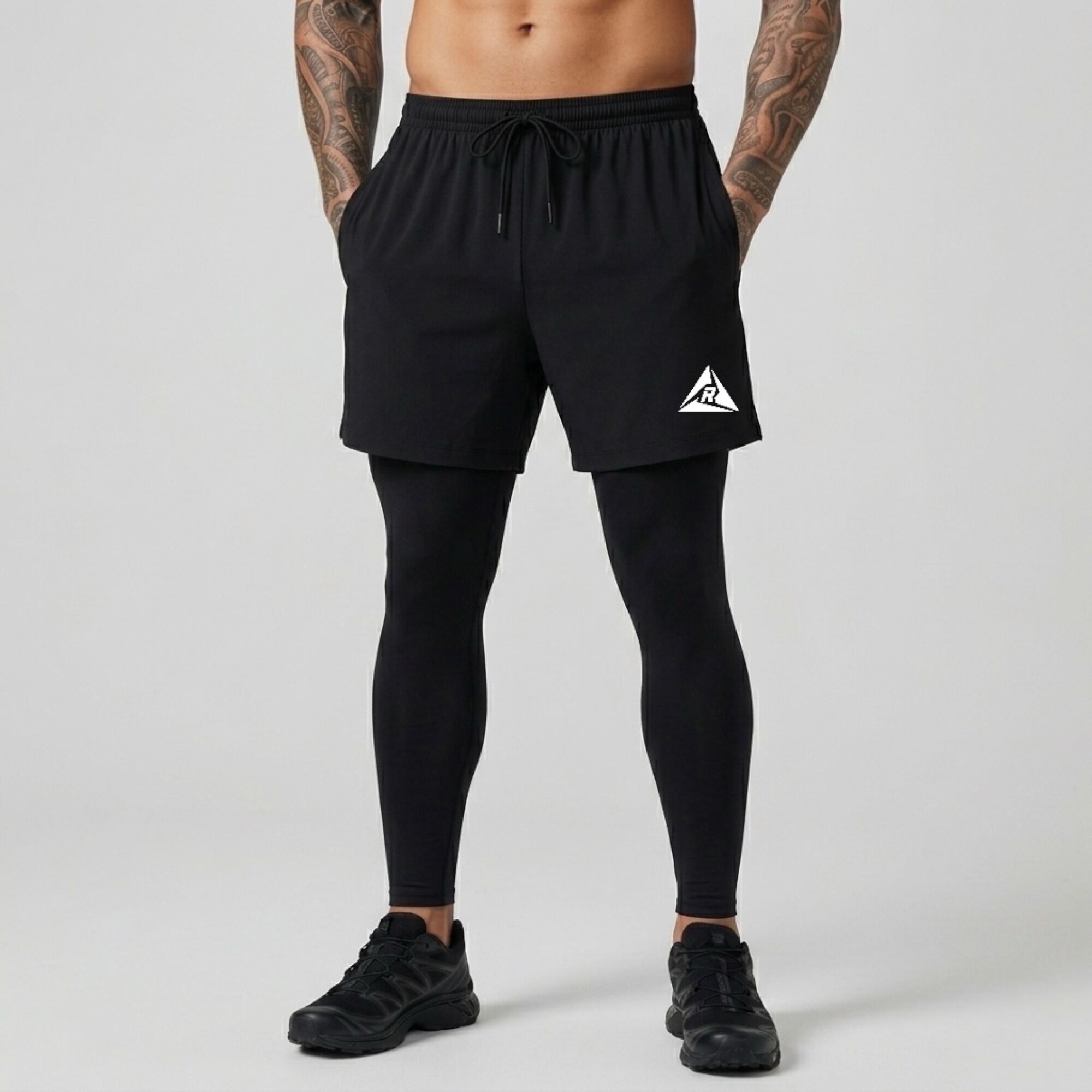 Pantaloneta Licra Larga Negro Blanco Original RIPPLE - Imagen 5