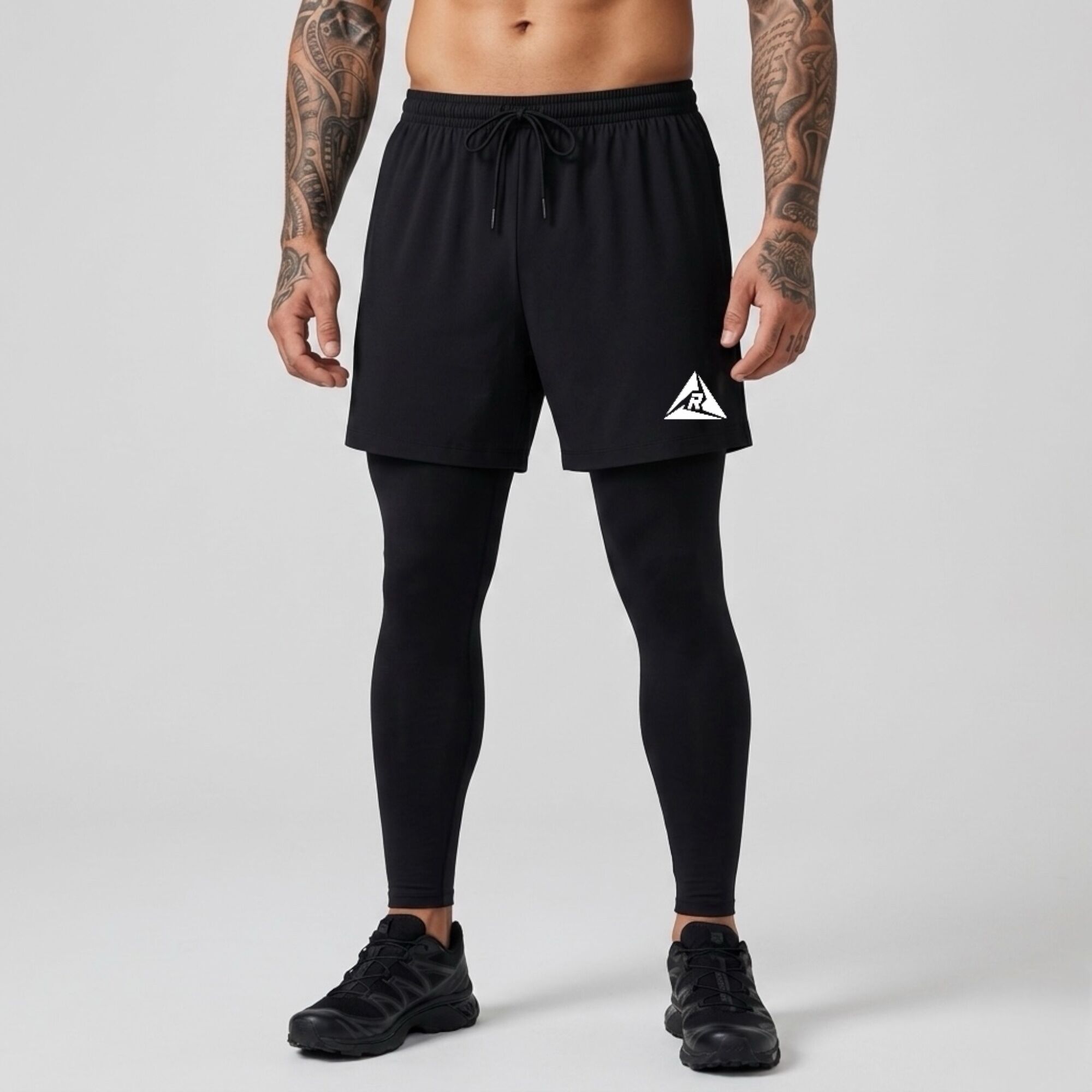 Pantaloneta Licra Larga Negro Blanco Original RIPPLE - Imagen 4